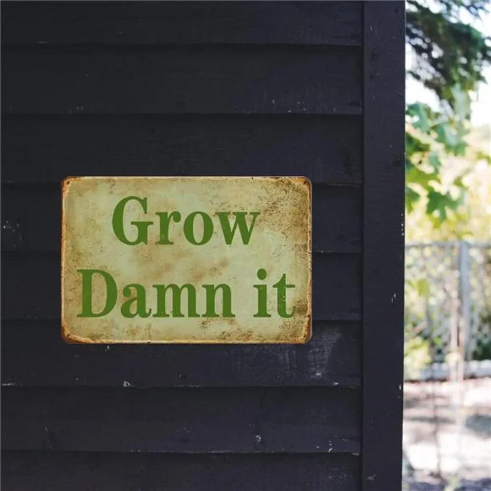 Garden Sign Funny Tin Signs Vintage Metal Garden Sign Grow Damn It Gardening